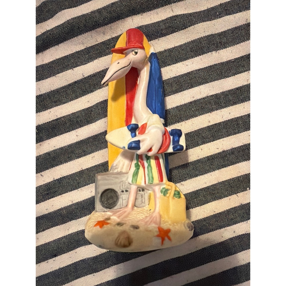 Vintage 1987 Aldon Hang Loose Seagull Surfer Figurine Porcelain Bisque 5.5"